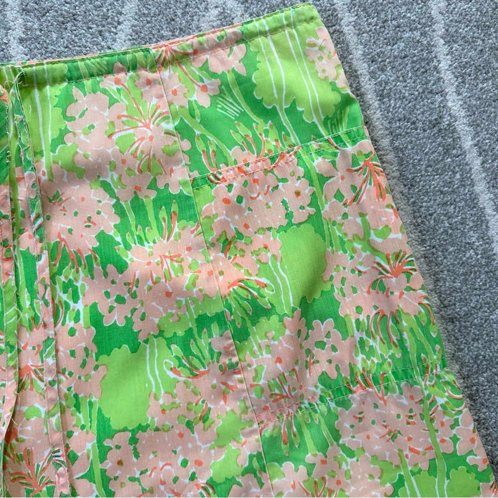 RARE Vintage 1970’s Lilly Pulitzer Peach and Green Floral Midi Skirt - Picture 3 of 5
